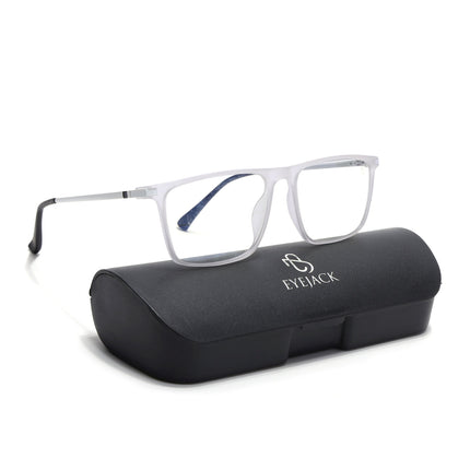 Eyejack Domino Matt Transparent Rectangle Eyeglasses for Men & Women (TR1001FCL1619-C4)