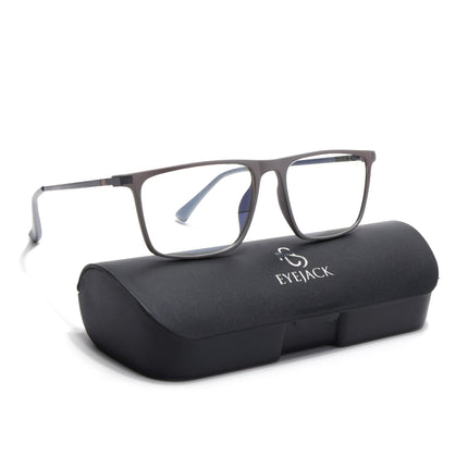 Eyejack Domino Grey Rectangle Eyeglasses for Men & Women (TR1001FCL1620-C5)