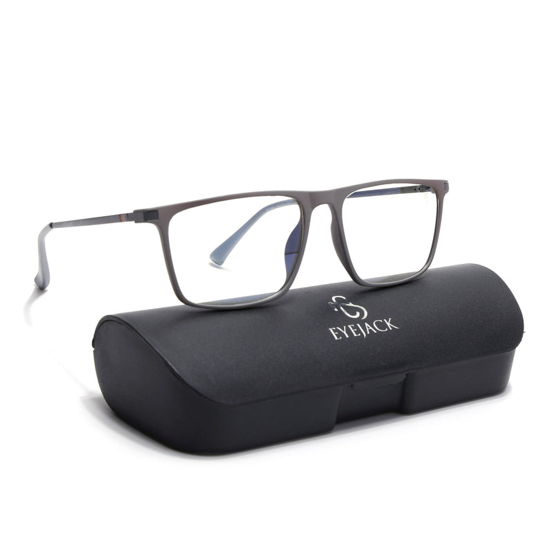 Eyejack Domino Grey Rectangle Eyeglasses for Men & Women (TR1001FCL1620-C5)