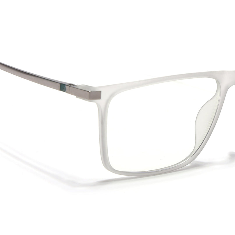 Eyejack Domino Matt Grey Rectangle Eyeglasses for Men & Women (TR1001FCL1621-C6)