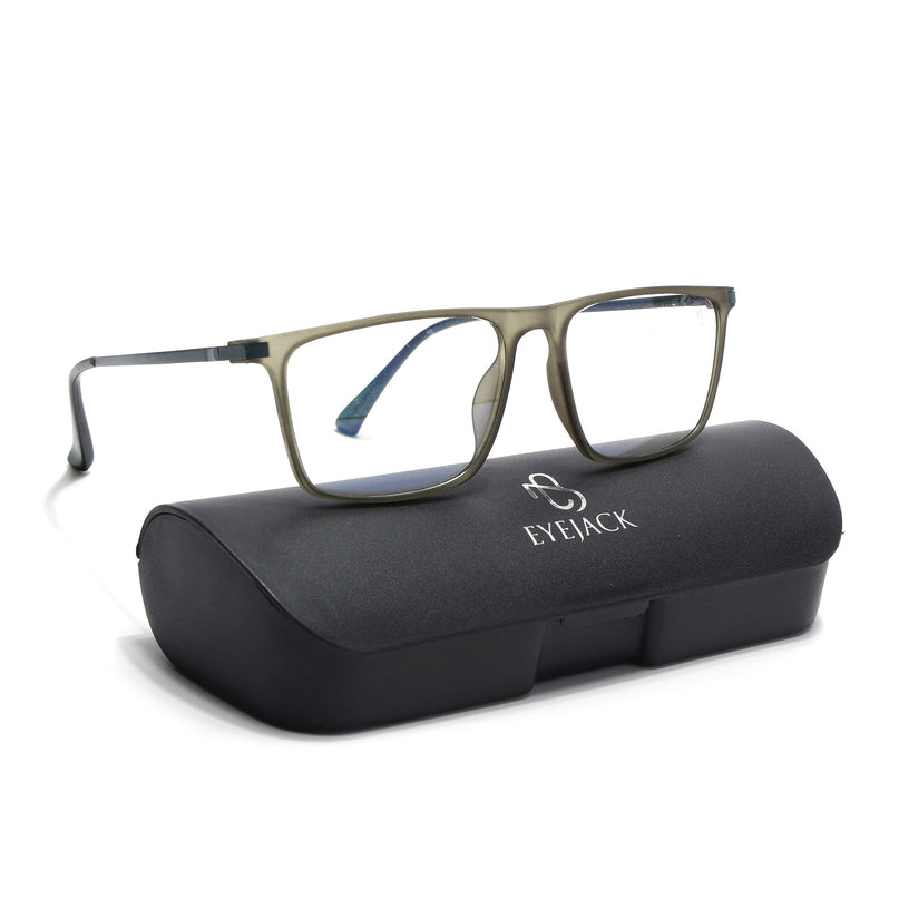 Eyejack Domino Olive Rectangle Eyeglasses for Men & Women (TR1001FCL1622-C7)