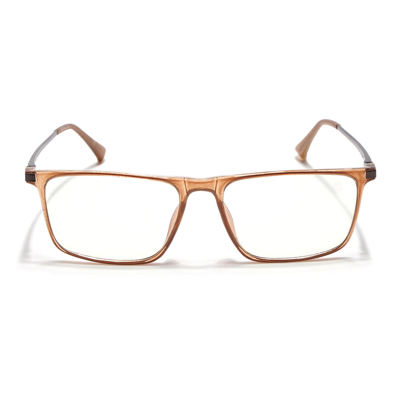 Eyejack Domino Shine Brown Rectangle Eyeglasses for Men & Women (TR1001FCL1625-C10)