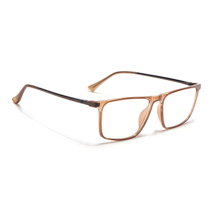 Eyejack Domino Shine Brown Rectangle Eyeglasses for Men & Women (TR1001FCL1625-C10)