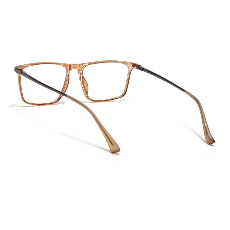 Eyejack Domino Shine Brown Rectangle Eyeglasses for Men & Women (TR1001FCL1625-C10)
