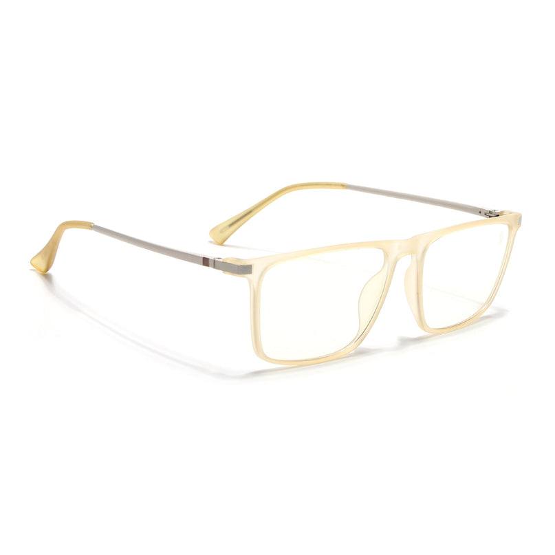 Eyejack Domino Yellow Rectangle Eyeglasses for Men & Women (TR1001FCL1627-C12)