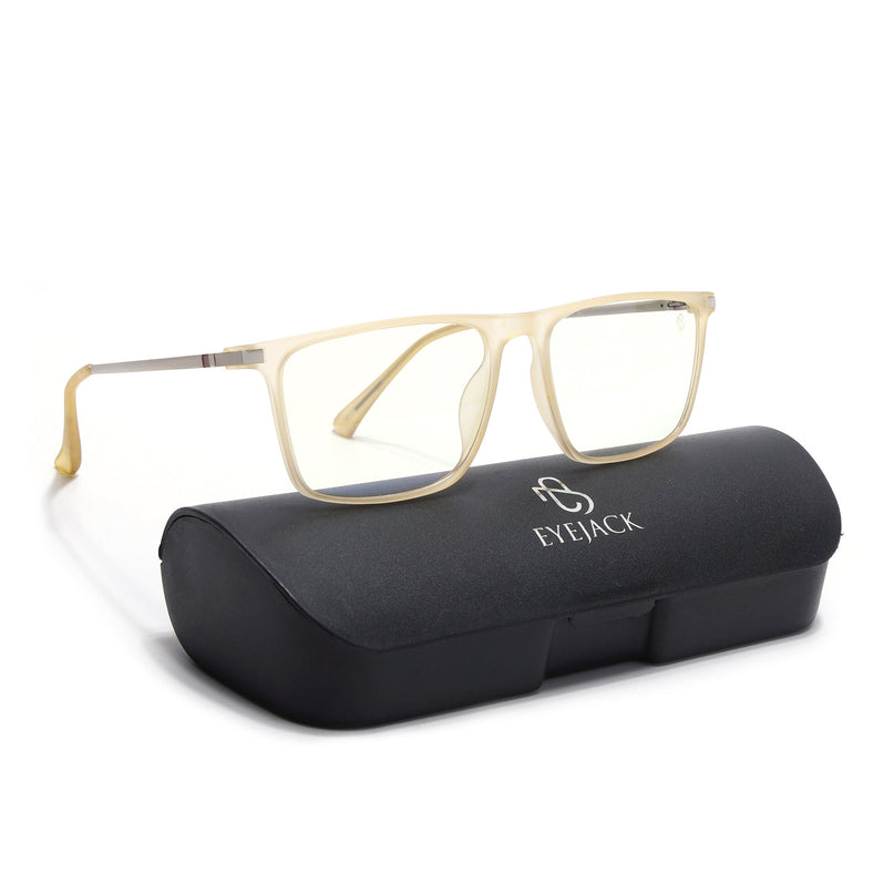 Eyejack Domino Yellow Rectangle Eyeglasses for Men & Women (TR1001FCL1627-C12)