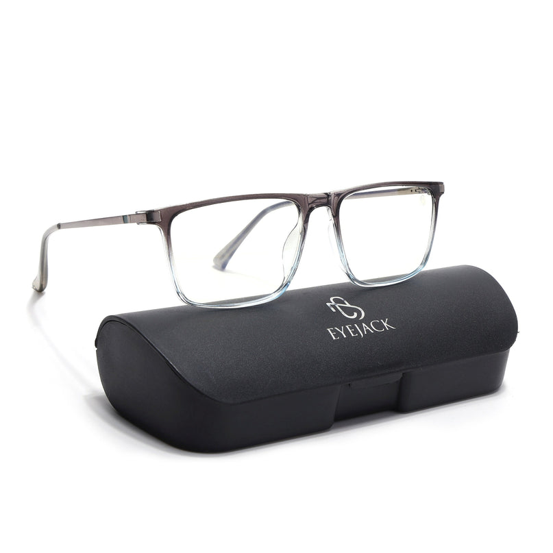 Eyejack Domino Black & Clear Rectangle Eyeglasses for Men & Women (TR1001FCL1628-C13)