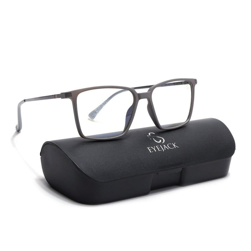Eyejack Domino Grey Square Eyeglasses for Men & Women (TR1002FCL1634-C5)