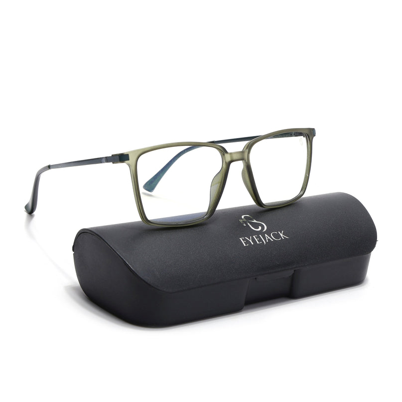 Eyejack Domino Olive Square Eyeglasses for Men & Women (TR1002FCL1636-C7)