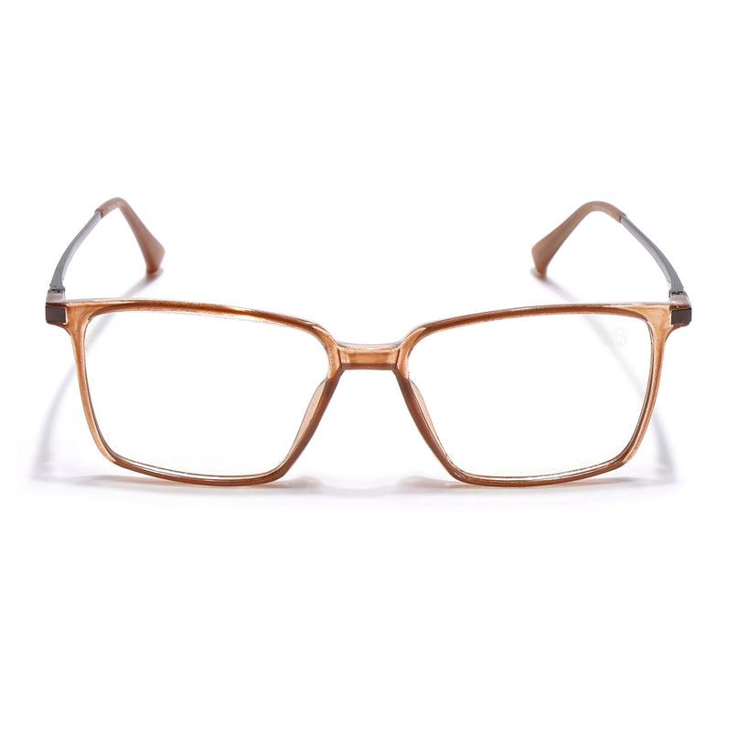 Eyejack Domino Shine Brown Square Eyeglasses for Men & Women (TR1002FCL1639-C10)