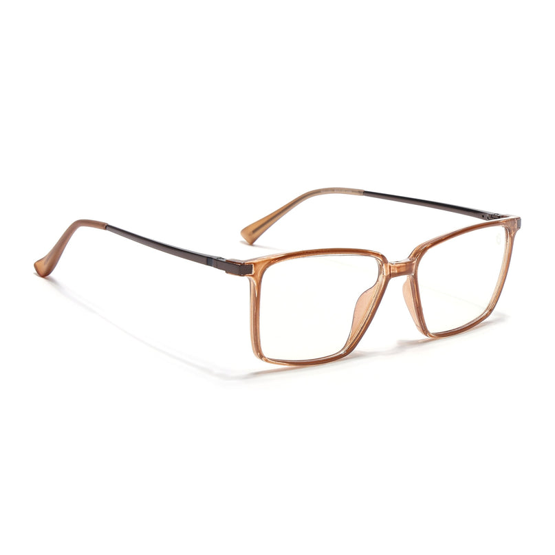 Eyejack Domino Shine Brown Square Eyeglasses for Men & Women (TR1002FCL1639-C10)