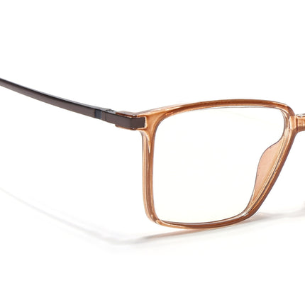 Eyejack Domino Shine Brown Square Eyeglasses for Men & Women (TR1002FCL1639-C10)