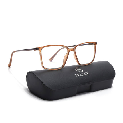 Eyejack Domino Shine Brown Square Eyeglasses for Men & Women (TR1002FCL1639-C10)