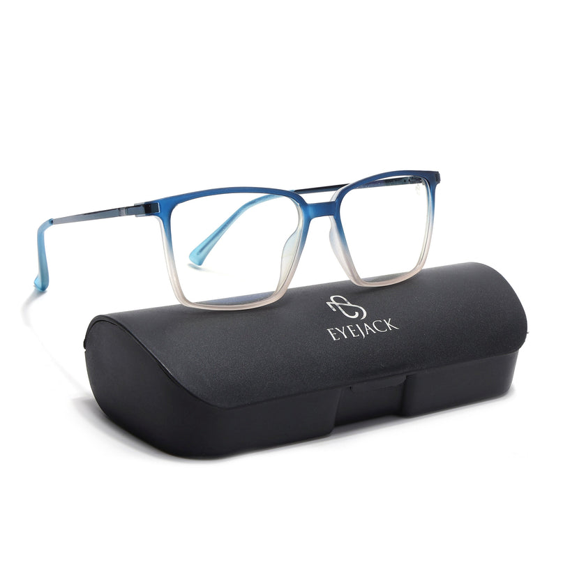 Eyejack Domino Blue & Brown Square Eyeglasses for Men & Women (TR1002FCL1643-C14)