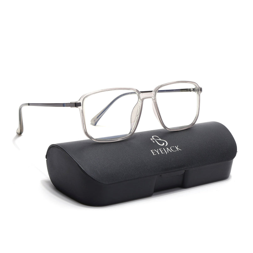 Eyejack Domino Transparent Square Eyeglasses for Men & Women (TR1003FCL1646-C3)