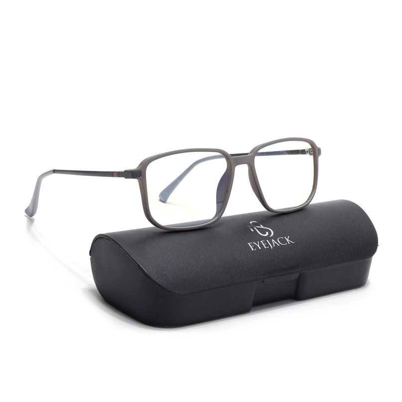 Eyejack Domino Grey Square Eyeglasses for Men & Women (TR1003FCL1648-C5)
