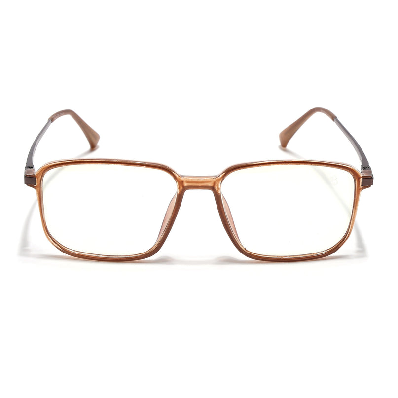 Eyejack Domino Shine Brown Square Eyeglasses for Men & Women (TR1003FCL1653-C10)