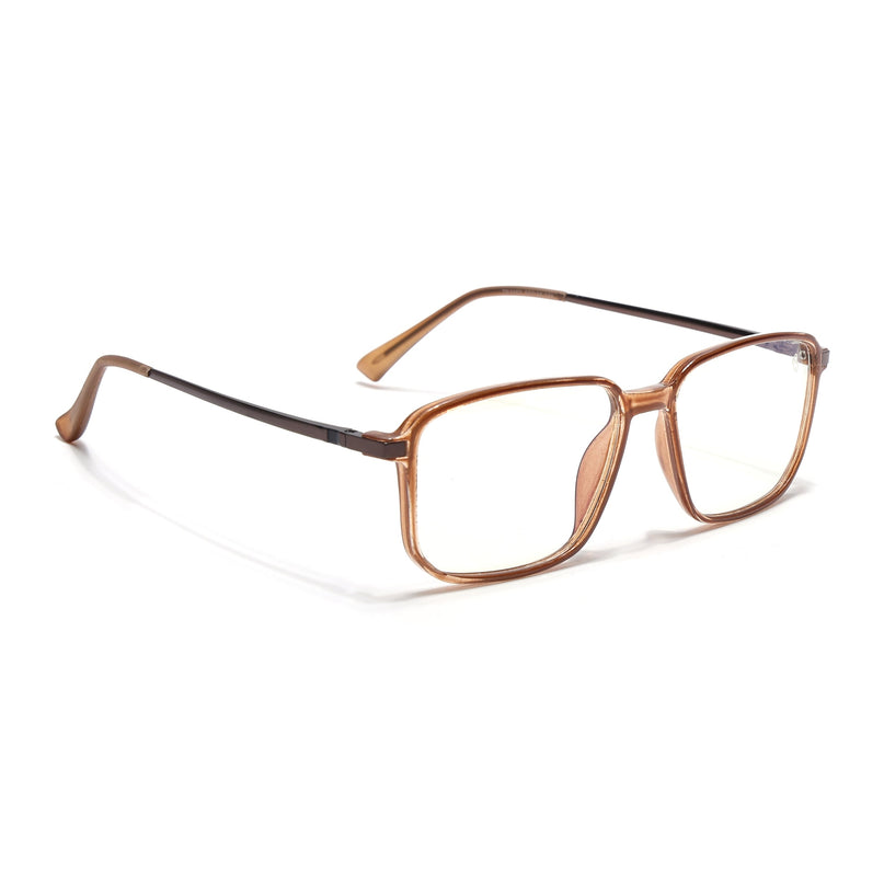 Eyejack Domino Shine Brown Square Eyeglasses for Men & Women (TR1003FCL1653-C10)