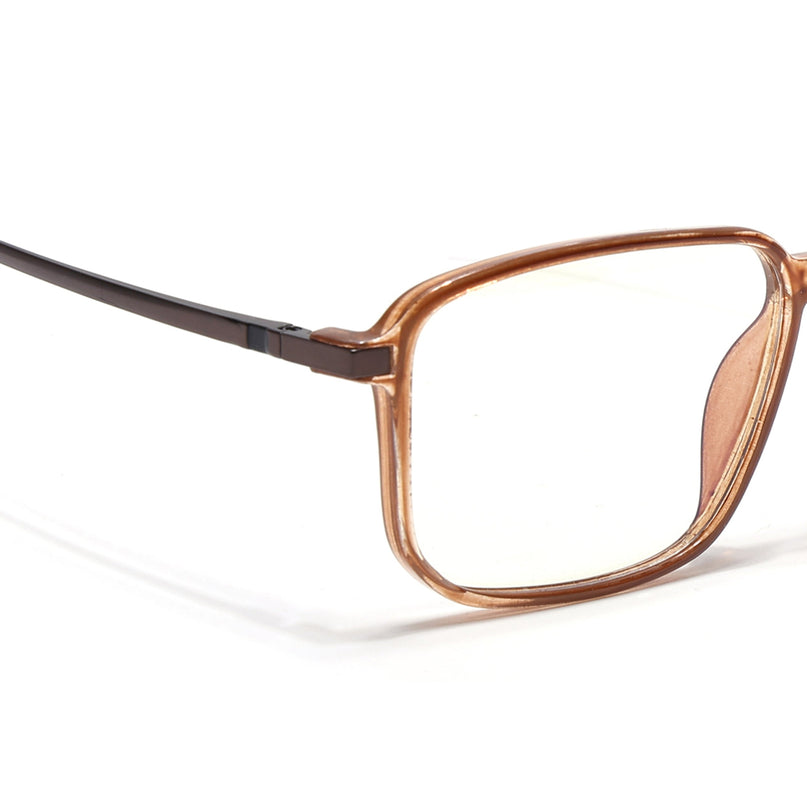 Eyejack Domino Shine Brown Square Eyeglasses for Men & Women (TR1003FCL1653-C10)