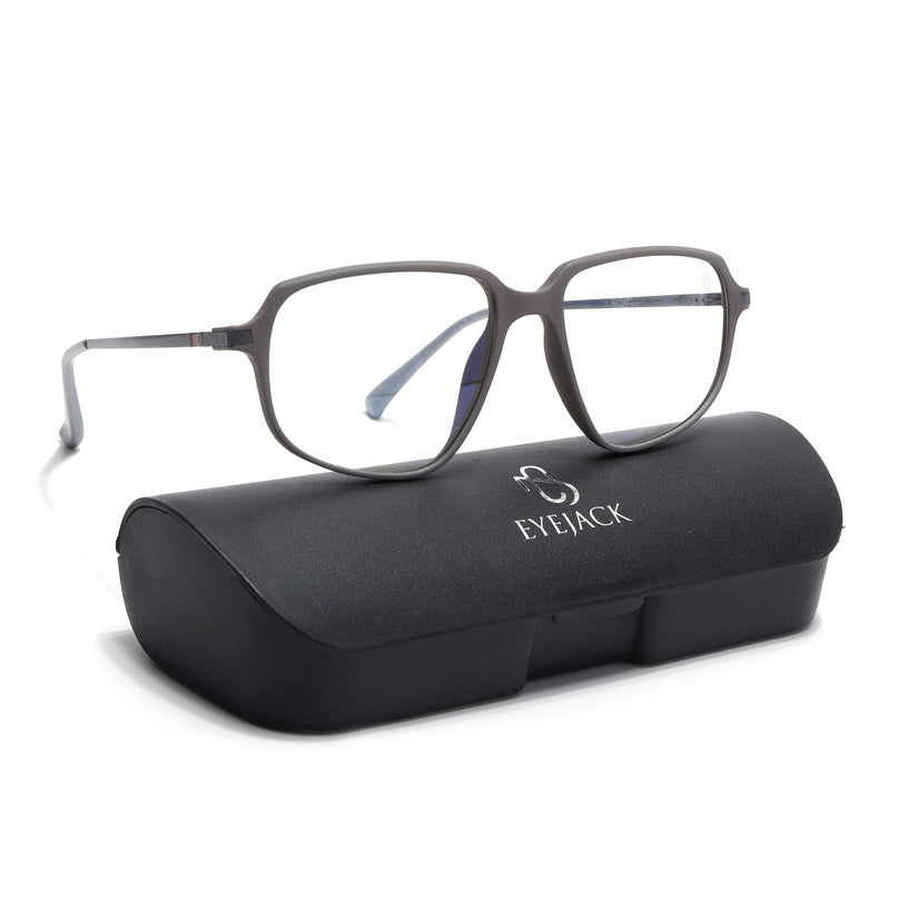 Eyejack Domino Grey Square Eyeglasses for Men & Women (TR1004FCL1662-C5)