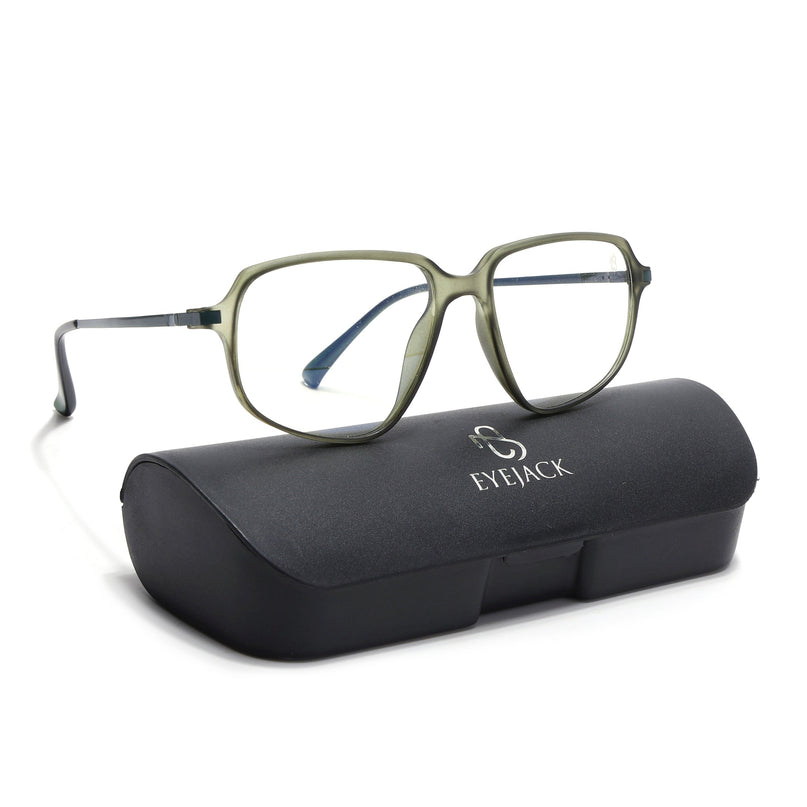Eyejack Domino Olive Square Eyeglasses for Men & Women (TR1004FCL1664-C7)