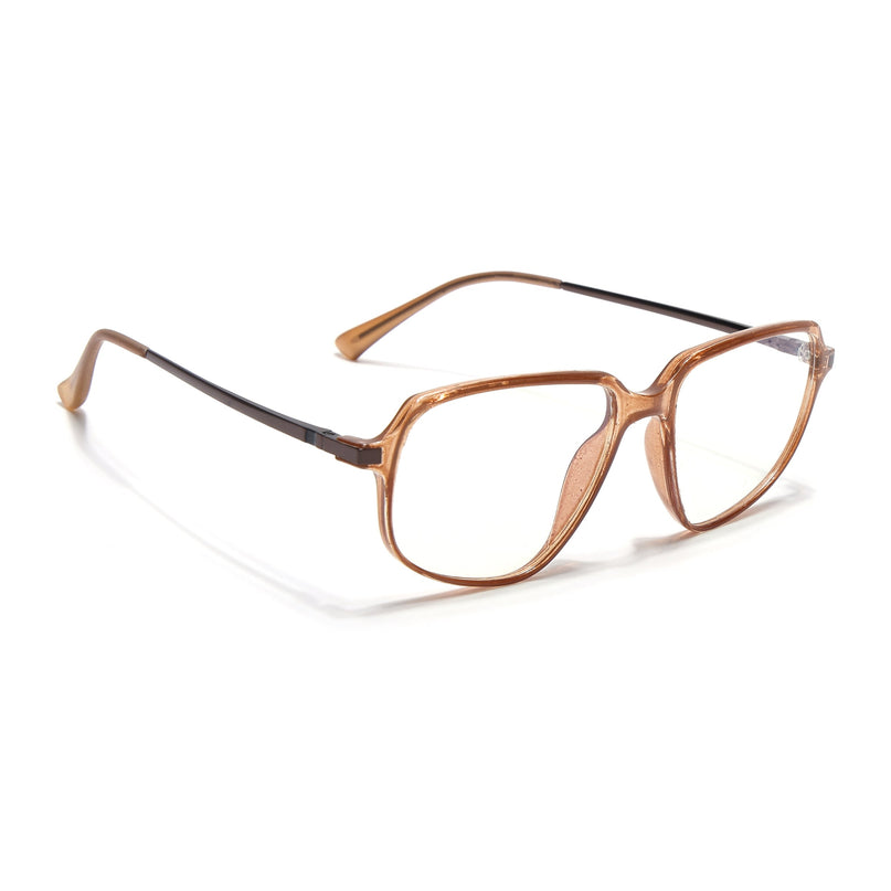 Eyejack Domino Shine Brown Square Eyeglasses for Men & Women (TR1004FCL1667-C10)