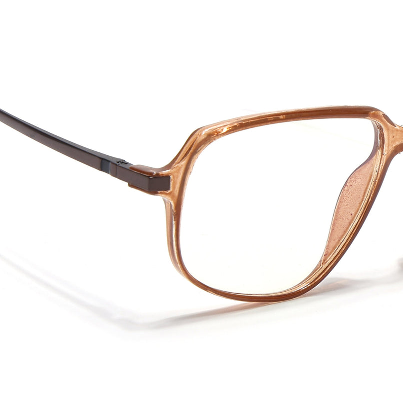 Eyejack Domino Shine Brown Square Eyeglasses for Men & Women (TR1004FCL1667-C10)