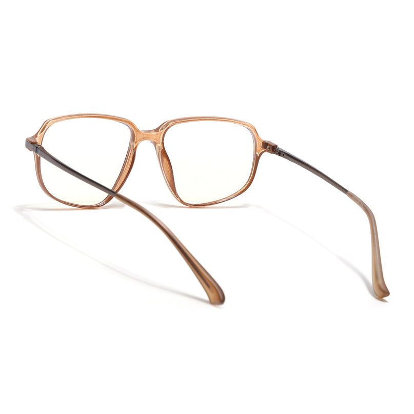 Eyejack Domino Shine Brown Square Eyeglasses for Men & Women (TR1004FCL1667-C10)