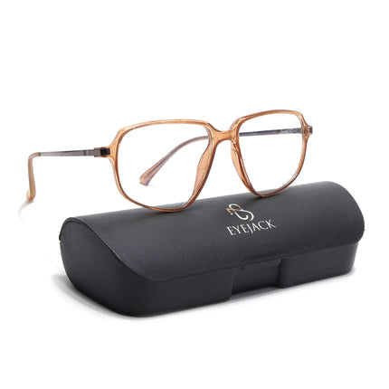 Eyejack Domino Shine Brown Square Eyeglasses for Men & Women (TR1004FCL1667-C10)