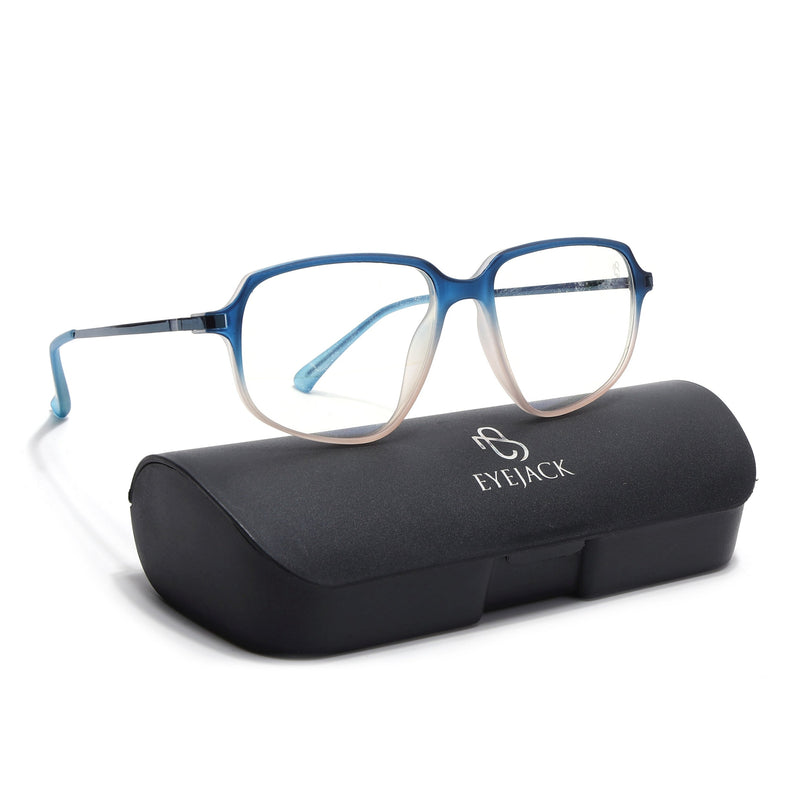 Eyejack Domino Blue & Brown Square Eyeglasses for Men & Women (TR1004FCL1671-C14)
