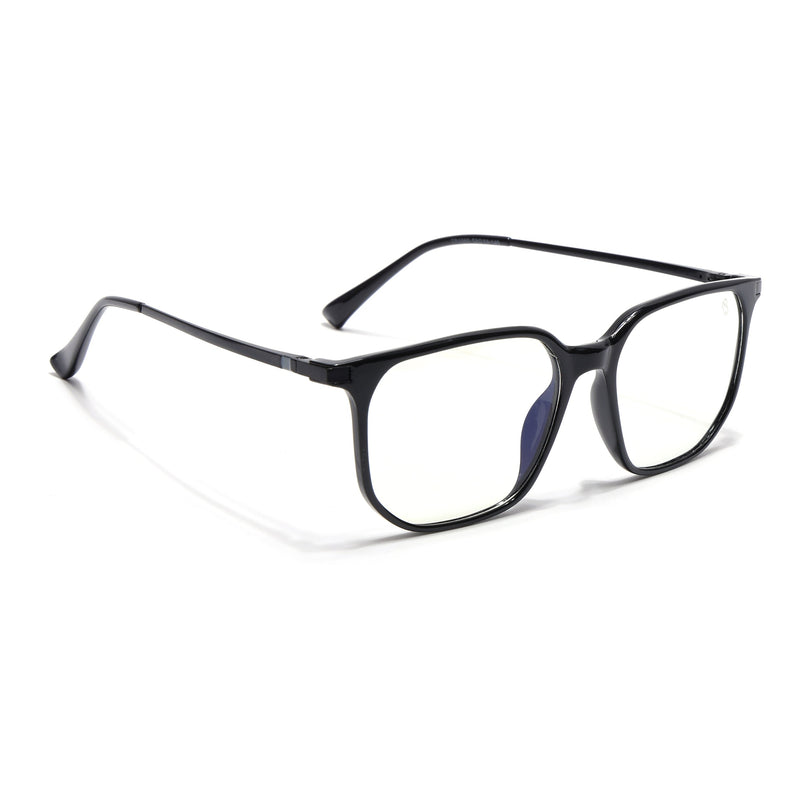 Eyejack Domino Shine Black Square Eyeglasses for Men & Women (TR1005FCL1672-C1)