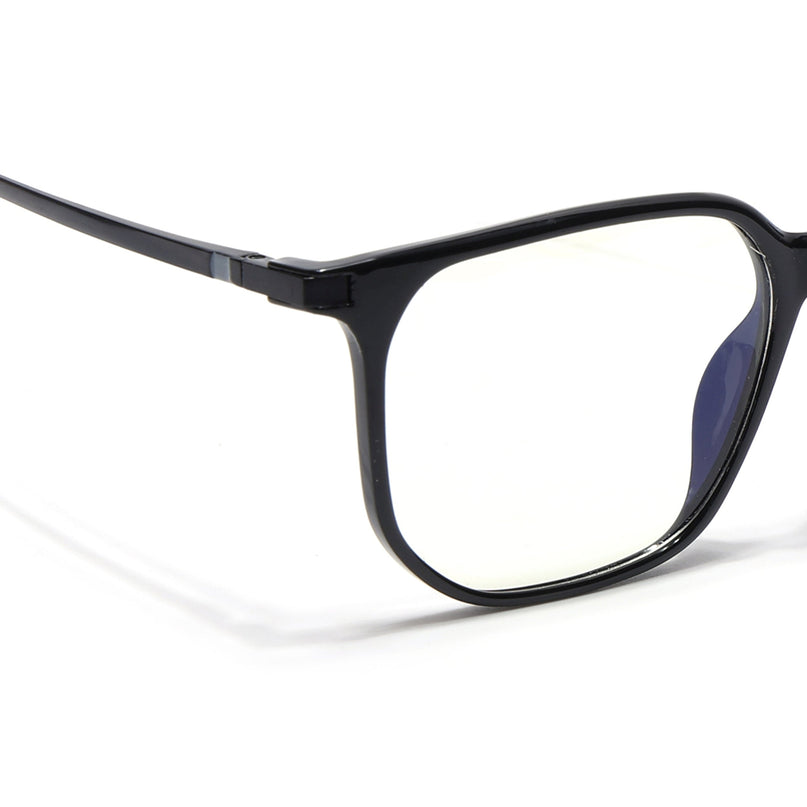 Eyejack Domino Shine Black Square Eyeglasses for Men & Women (TR1005FCL1672-C1)