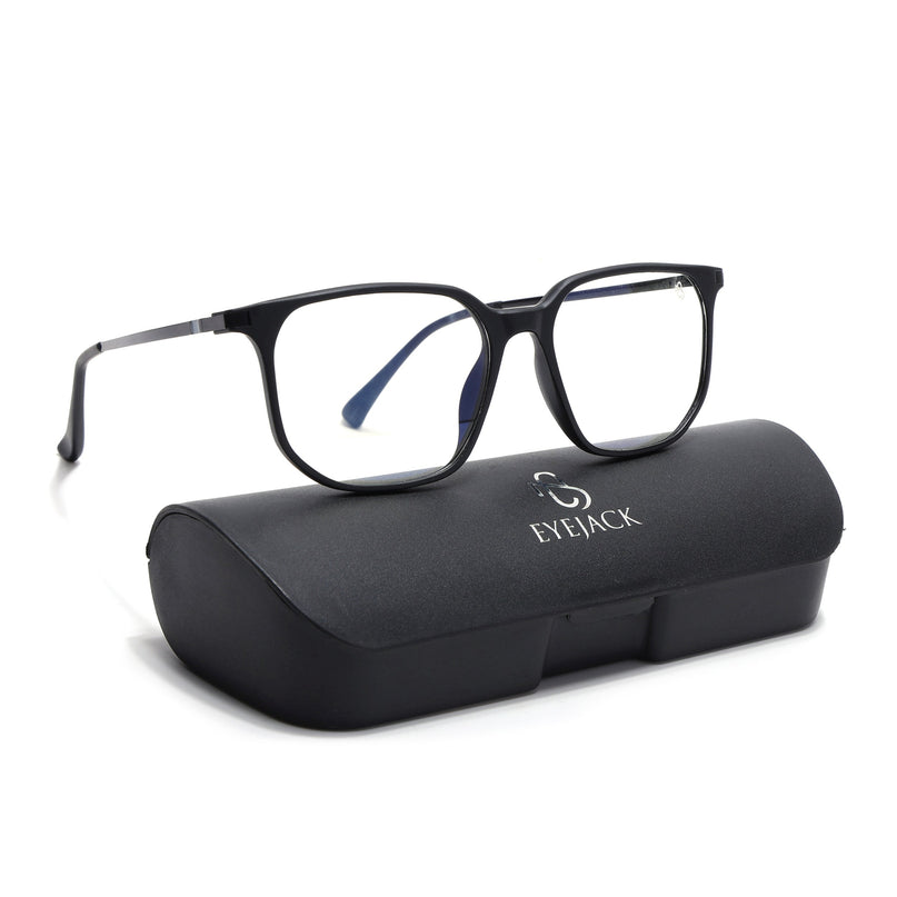 Eyejack Domino Matt Black Square Eyeglasses for Men & Women (TR1005FCL1673-C2)