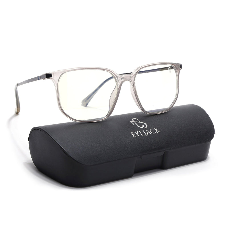 Eyejack Domino Transparent Square Eyeglasses for Men & Women (TR1005FCL1674-C3)