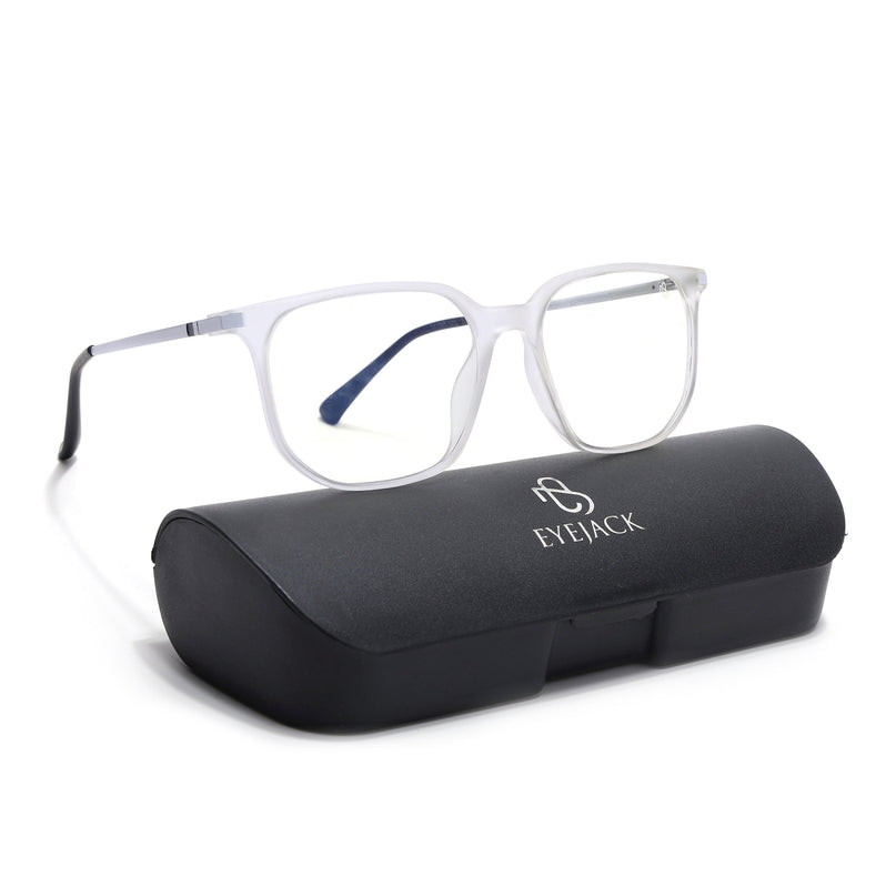 Eyejack Domino Matt Transparent Square Eyeglasses for Men & Women (TR1005FCL1675-C4)