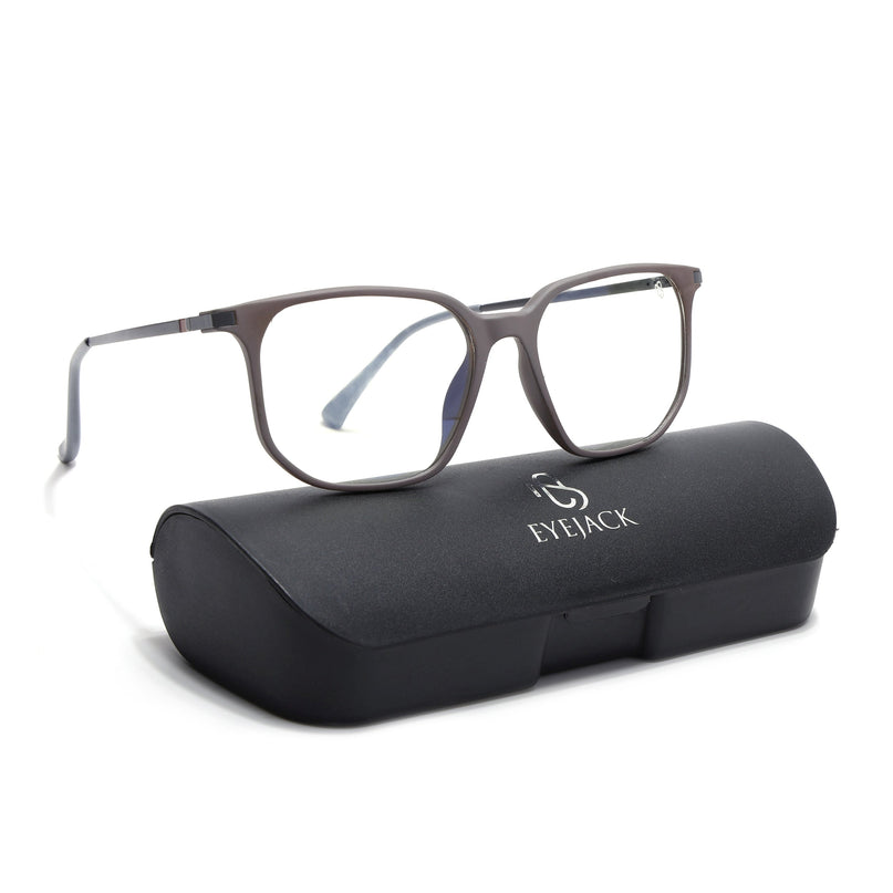 Eyejack Domino Grey Square Eyeglasses for Men & Women (TR1005FCL1676-C5)