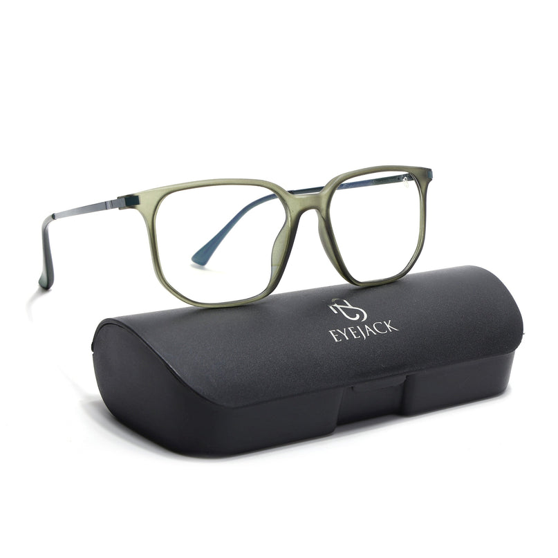 Eyejack Domino Olive Square Eyeglasses for Men & Women (TR1005FCL1678-C7)