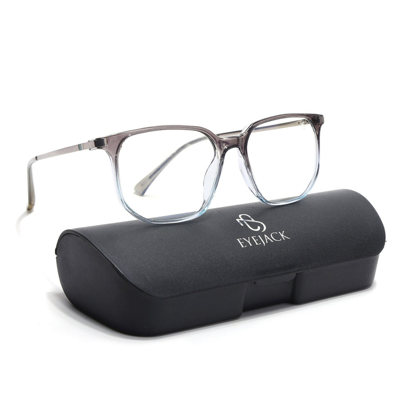 Eyejack Domino Black & Clear Square Eyeglasses for Men & Women (TR1005FCL1684-C13)