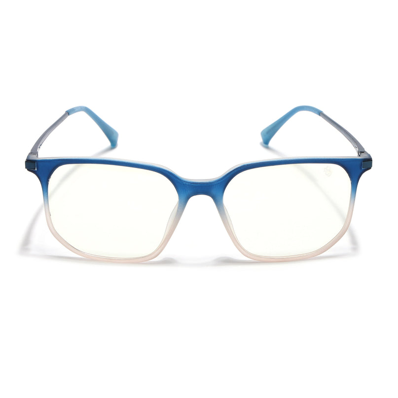 Eyejack Domino Blue & Brown Square Eyeglasses for Men & Women (TR1005FCL1685-C14)