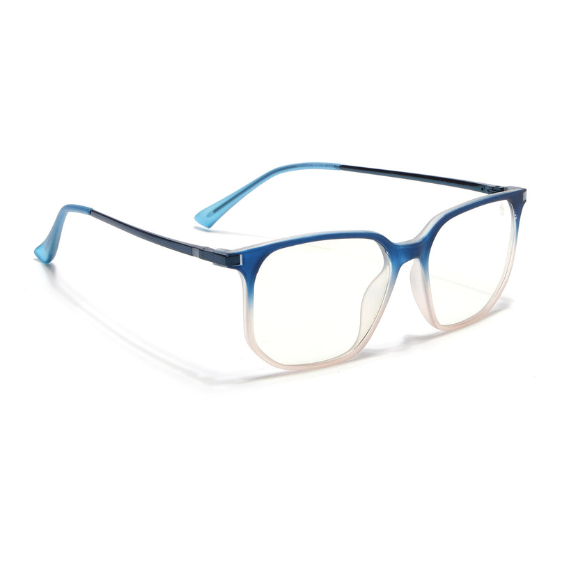 Eyejack Domino Blue & Brown Square Eyeglasses for Men & Women (TR1005FCL1685-C14)