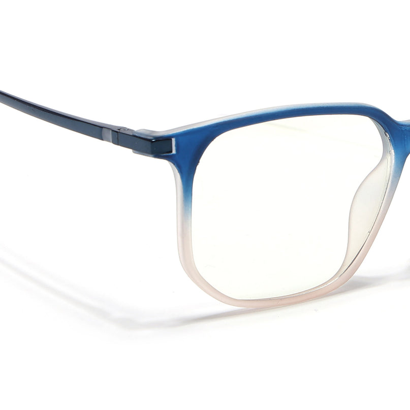 Eyejack Domino Blue & Brown Square Eyeglasses for Men & Women (TR1005FCL1685-C14)