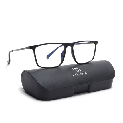 Eyejack Domino Matt Black Rectangle Eyeglasses for Men & Women (TR1006FCL1687-C2)
