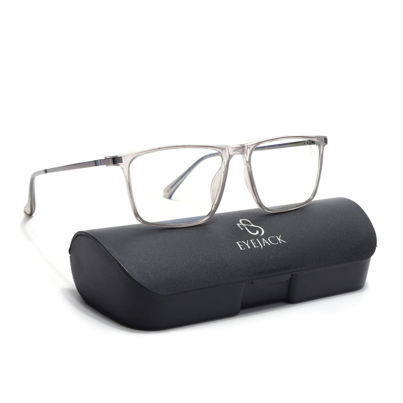 Eyejack Domino Transparent Rectangle Eyeglasses for Men & Women (TR1006FCL1688-C3)