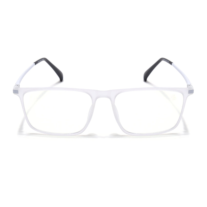 Eyejack Domino Matt Transparent Rectangle Eyeglasses for Men & Women (TR1006FCL1689-C4)