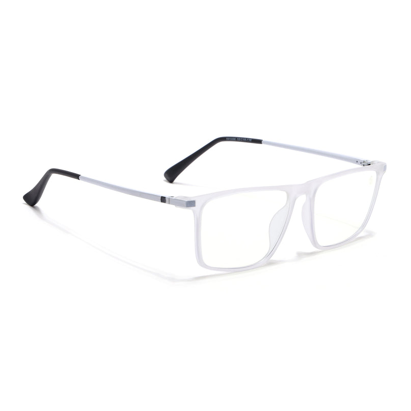 Eyejack Domino Matt Transparent Rectangle Eyeglasses for Men & Women (TR1006FCL1689-C4)