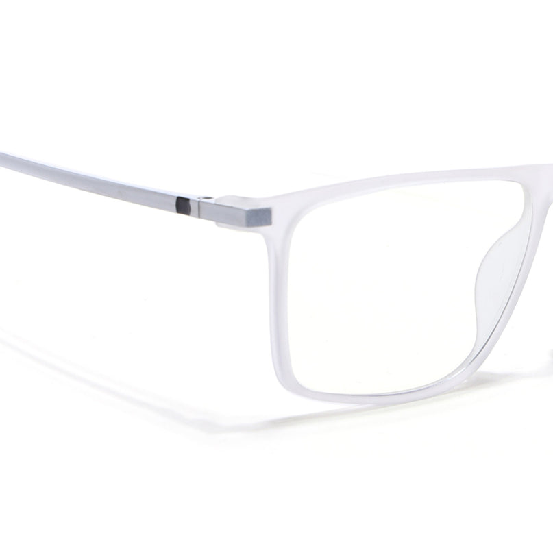 Eyejack Domino Matt Transparent Rectangle Eyeglasses for Men & Women (TR1006FCL1689-C4)