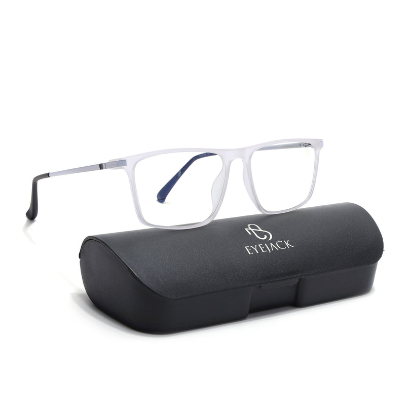 Eyejack Domino Matt Transparent Rectangle Eyeglasses for Men & Women (TR1006FCL1689-C4)