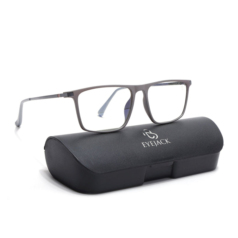Eyejack Domino Grey Rectangle Eyeglasses for Men & Women (TR1006FCL1690-C5)