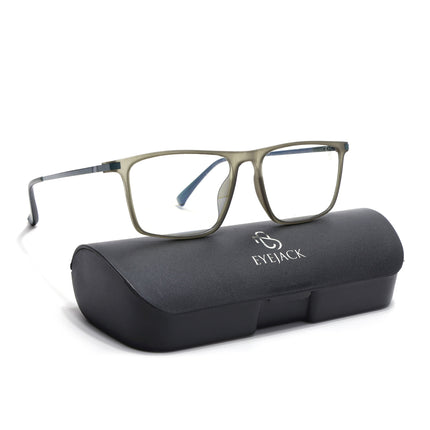Eyejack Domino Olive Rectangle Eyeglasses for Men & Women (TR1006FCL1692-C7)