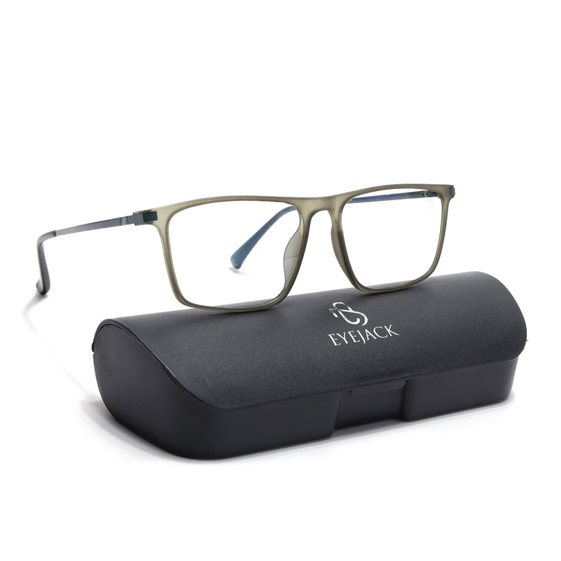 Eyejack Domino Olive Rectangle Eyeglasses for Men & Women (TR1006FCL1692-C7)